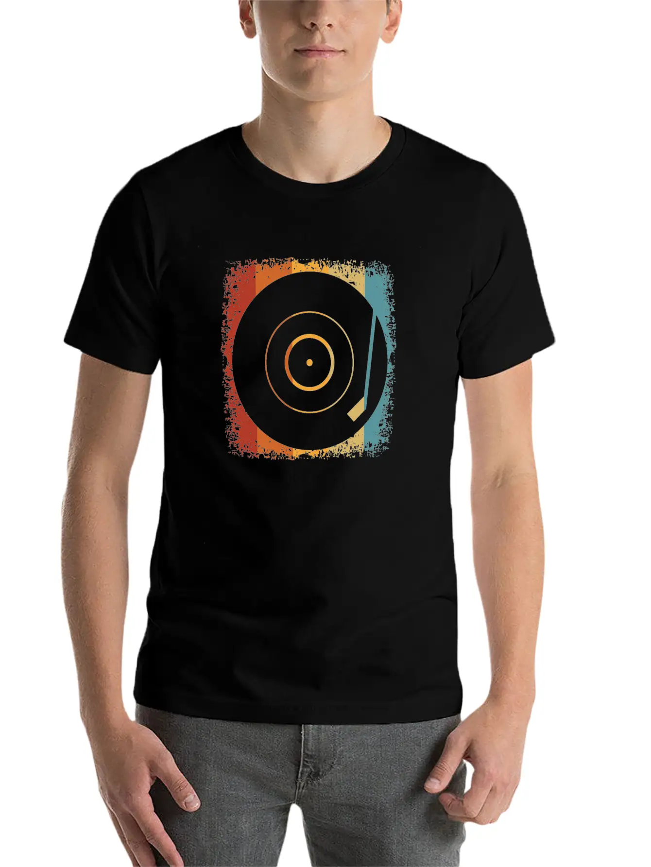Retro Vinyl Disc LP Records Relaxed Everyday Tee – Lightweight And Durable Cotton