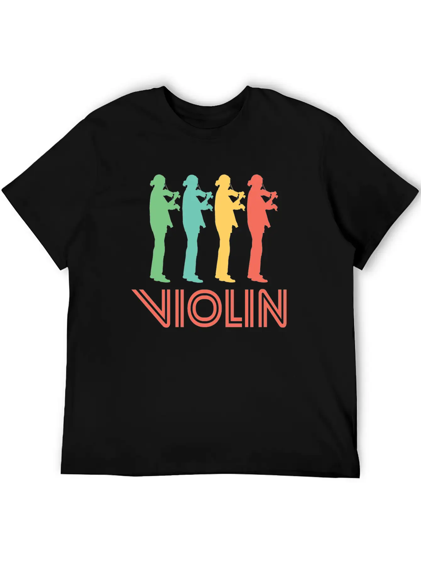 Retro Violin Pop Art Essential Cotton Tee For Daily Outfits – Unisex Style