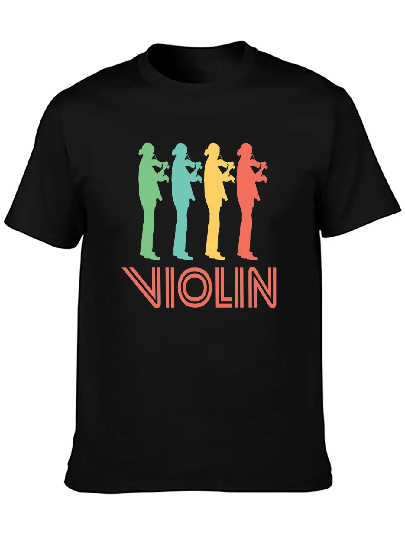 Retro Violin Pop Art Essential Cotton Tee For Daily Outfits – Unisex Style