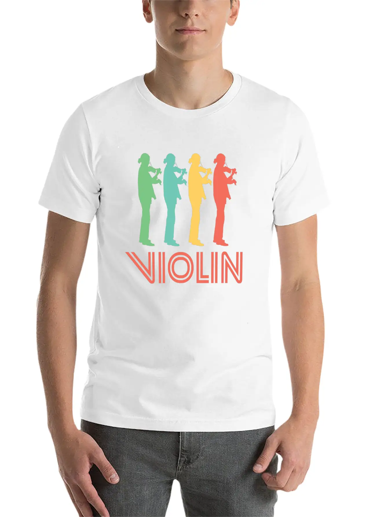 Retro Violin Pop Art Essential Cotton Tee For Daily Outfits – Unisex Style