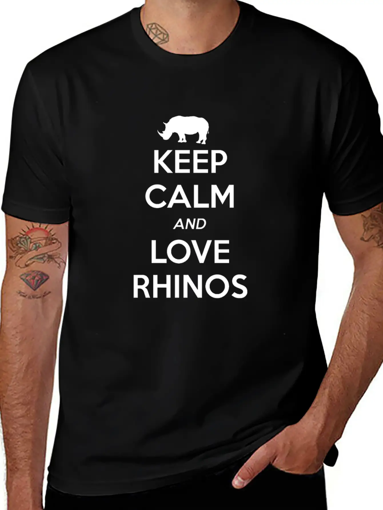 Rhino Keep Calm And Love Lightweight Cotton T-Shirt – Daily Comfort Graphic Shirt