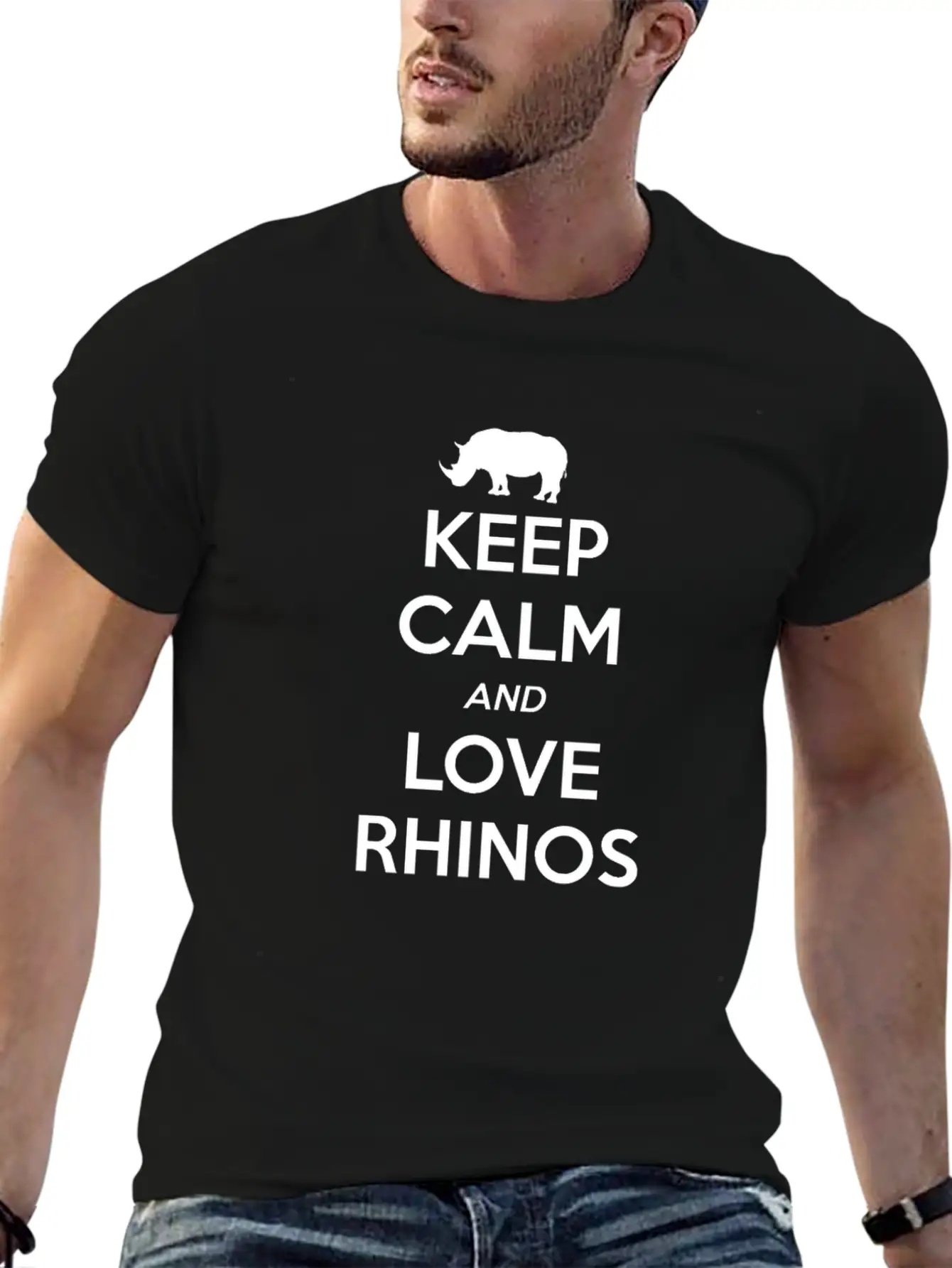 Rhino Keep Calm And Love Lightweight Cotton T-Shirt – Daily Comfort Graphic Shirt