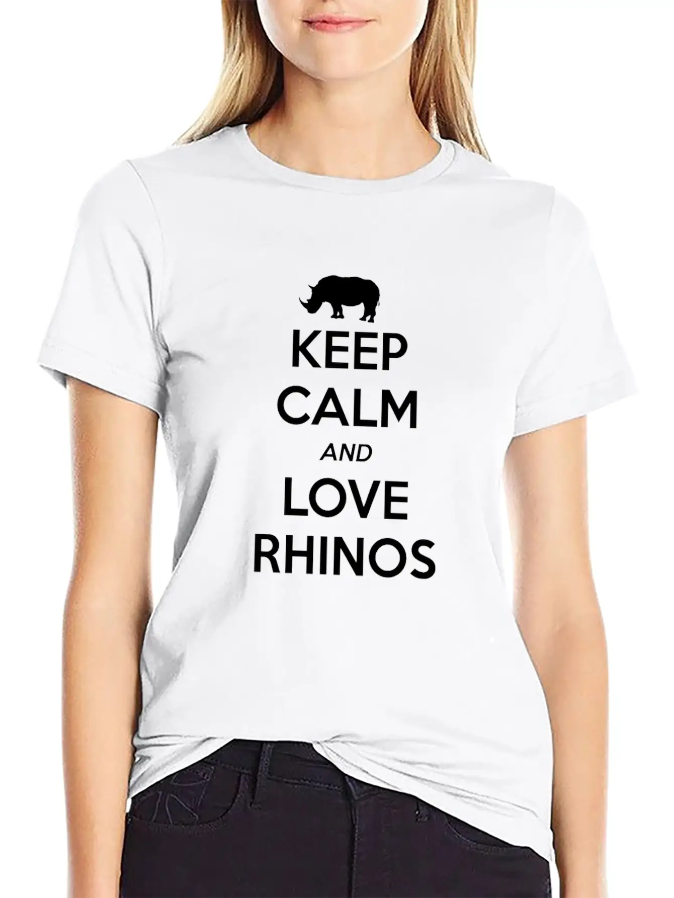 Rhino Keep Calm And Love Lightweight Cotton T-Shirt – Daily Comfort Graphic Shirt