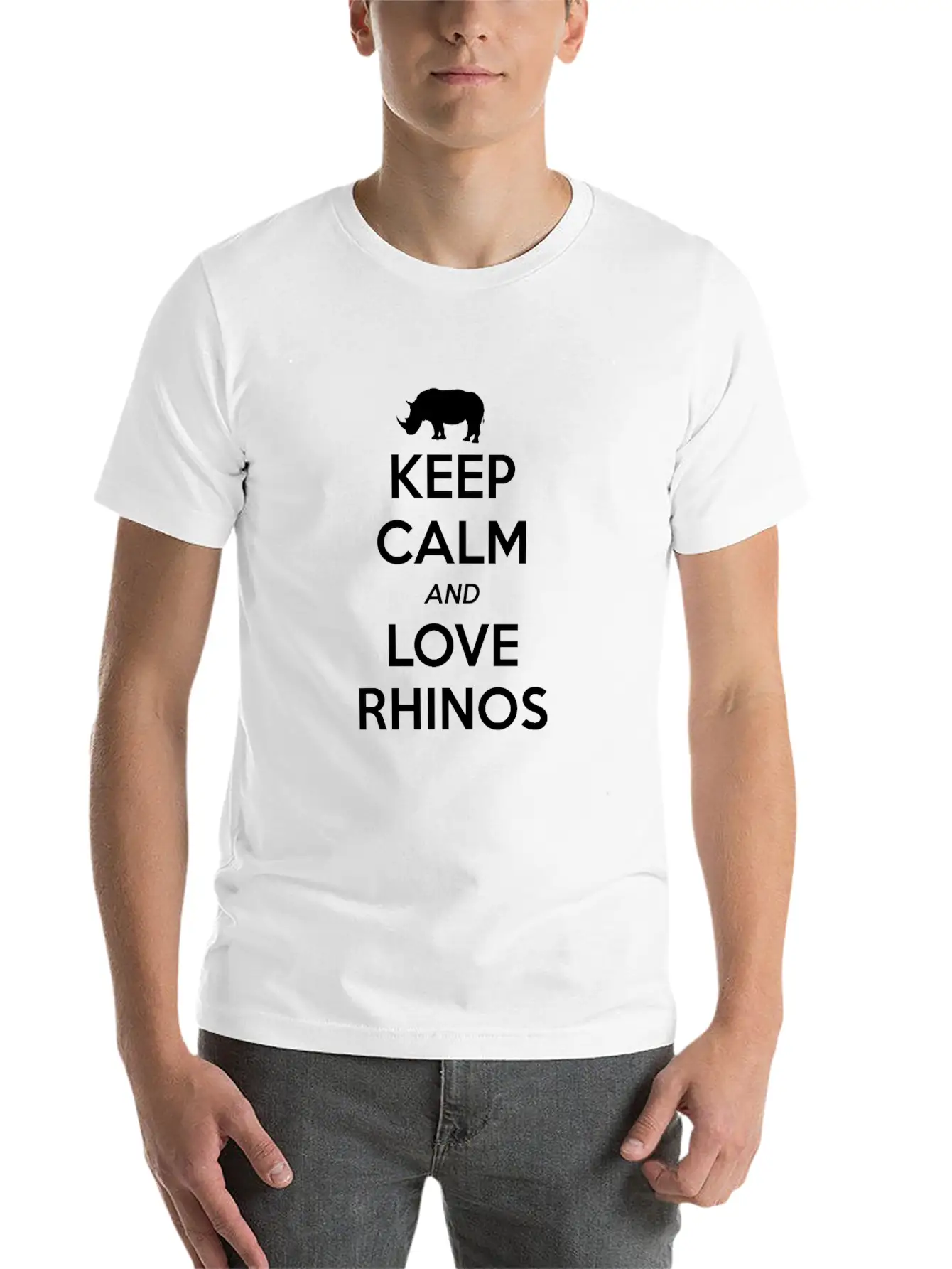 Rhino Keep Calm And Love Lightweight Cotton T-Shirt – Daily Comfort Graphic Shirt