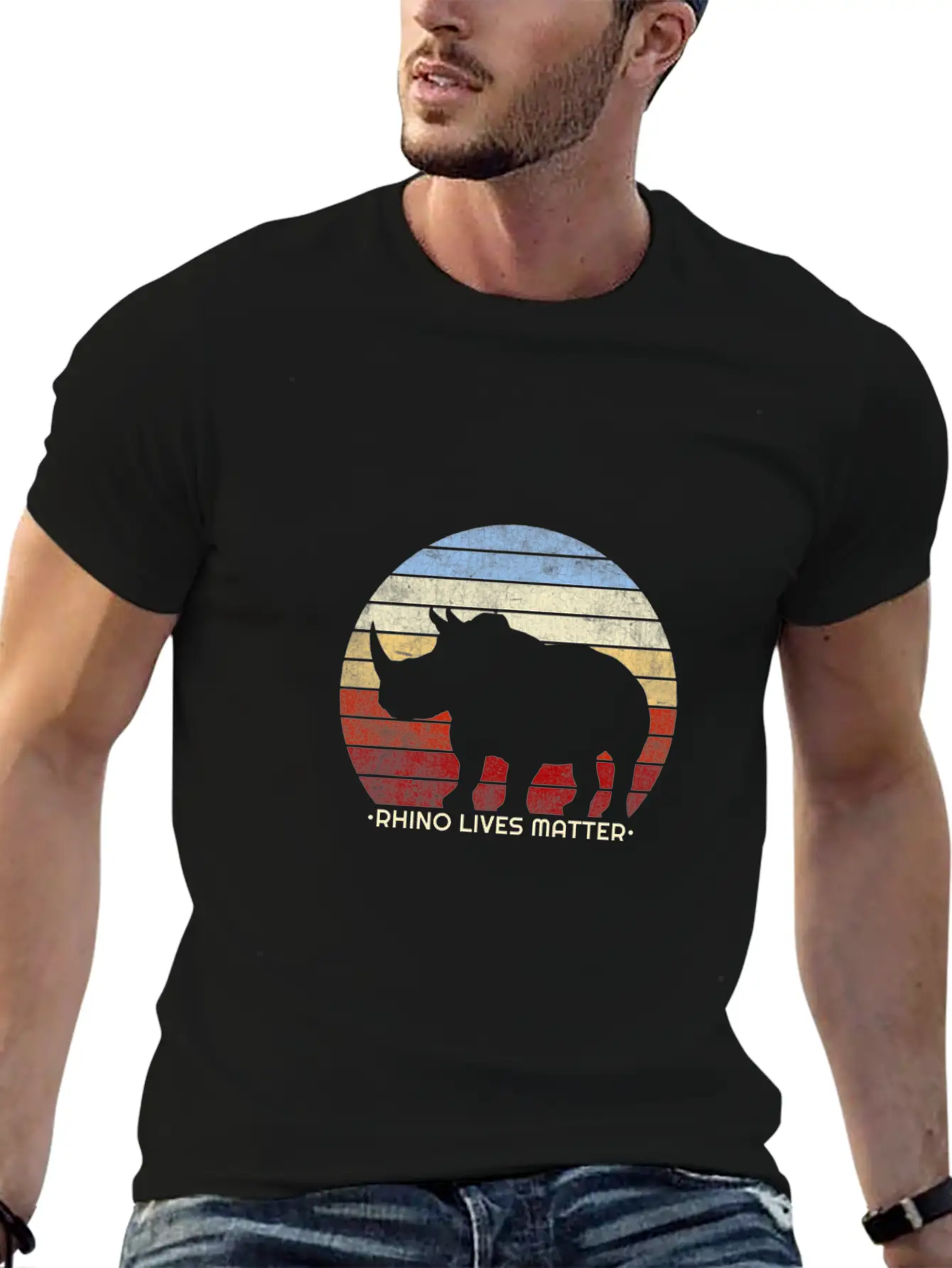 Rhino Vintage African Animal Welfare Gift Modern Fit Casual T-Shirt ��� Clean And Versatile Design