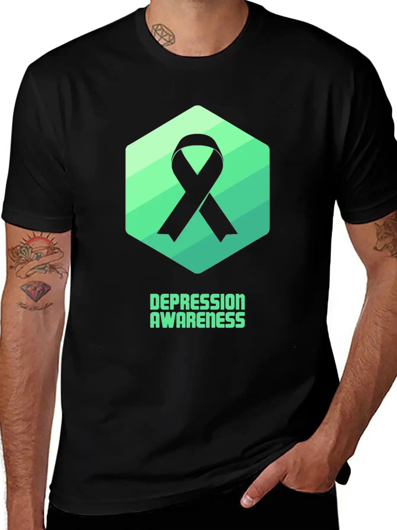 Ribbon - Mental Health Depression Awareness Essential Cotton Tee For Daily Outfits – Unisex Style