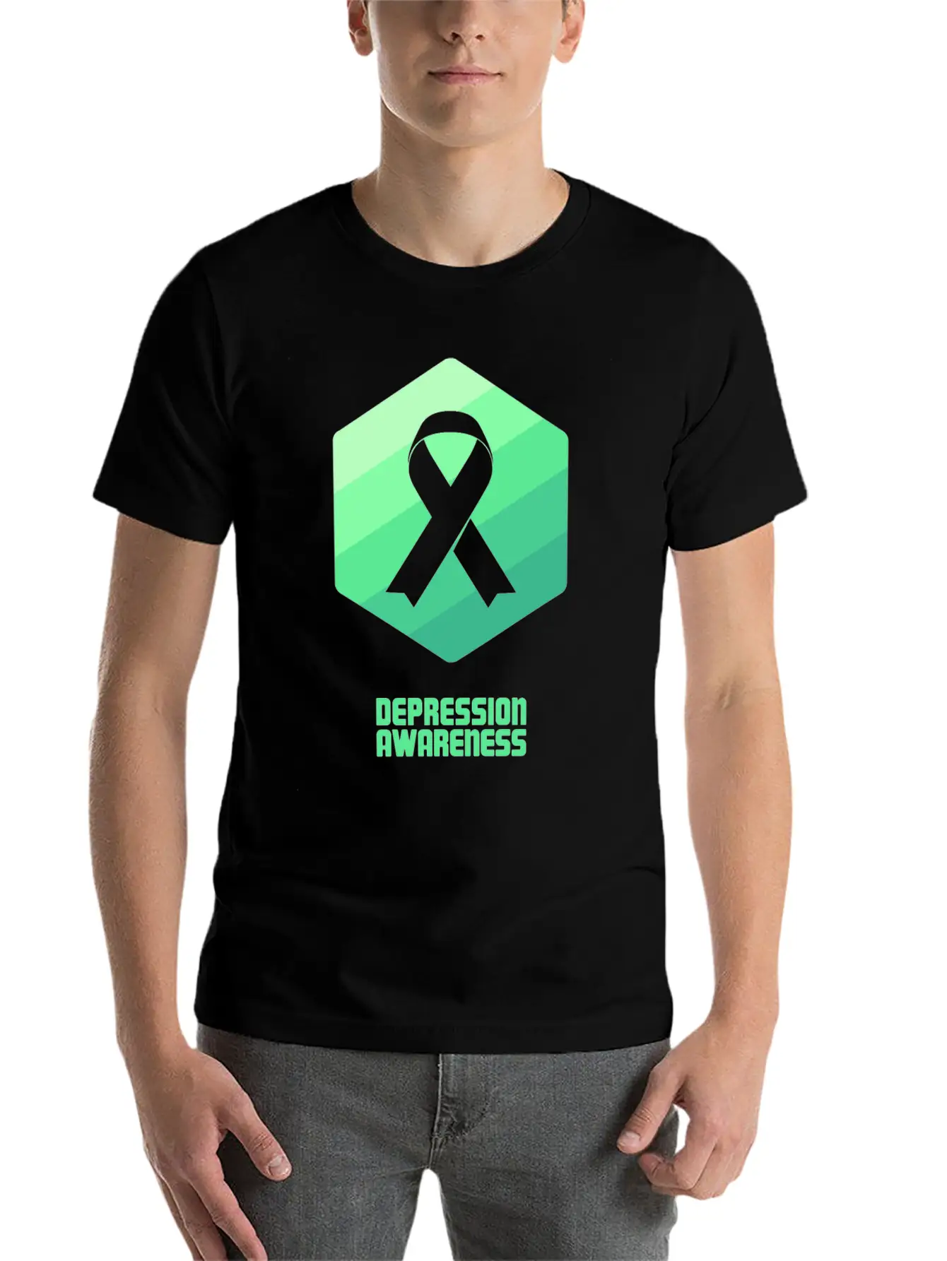 Ribbon - Mental Health Depression Awareness Essential Cotton Tee For Daily Outfits – Unisex Style