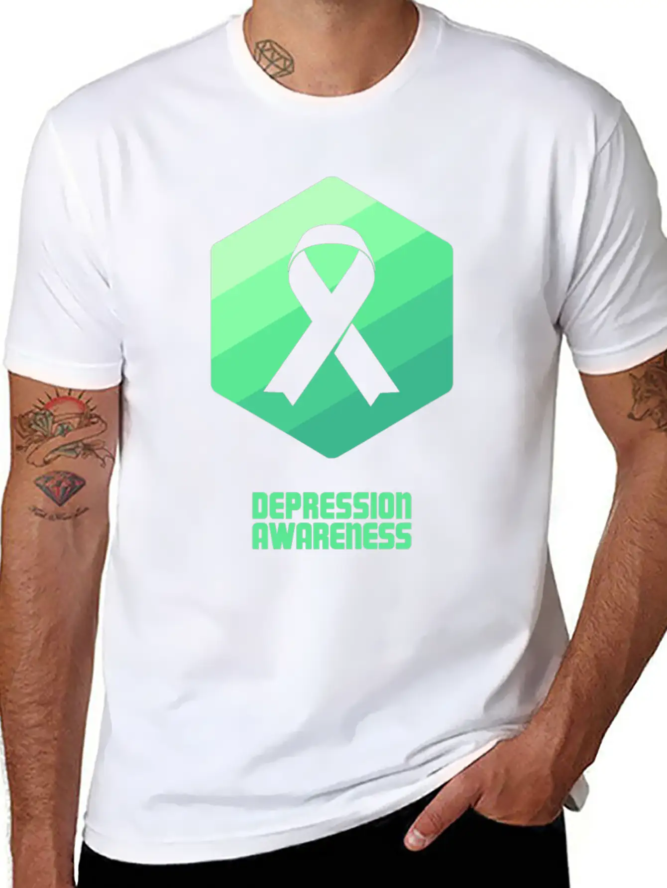 Ribbon - Mental Health Depression Awareness Essential Cotton Tee For Daily Outfits – Unisex Style