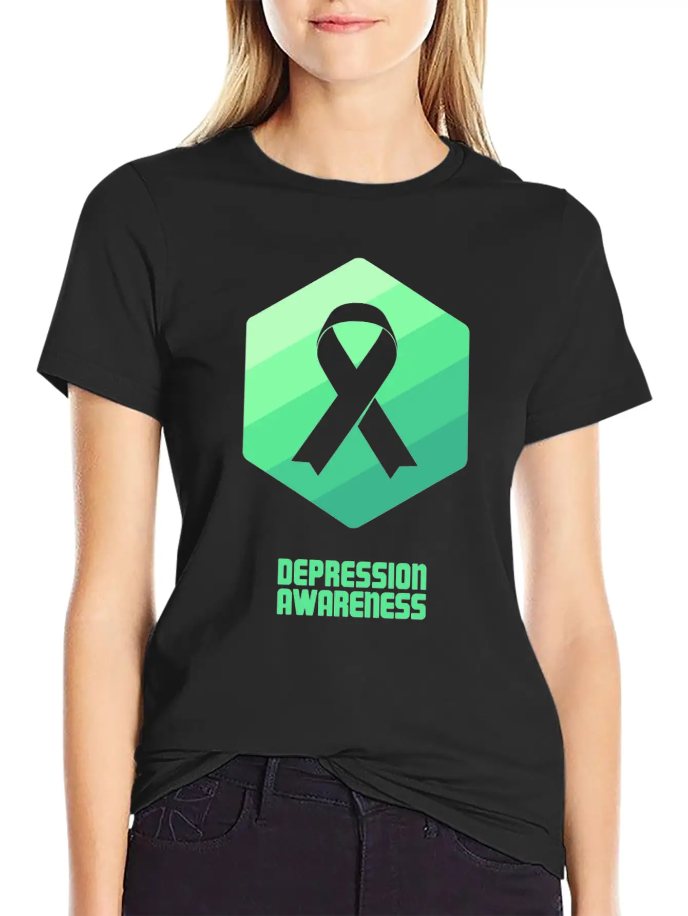 Ribbon - Mental Health Depression Awareness Essential Cotton Tee For Daily Outfits – Unisex Style