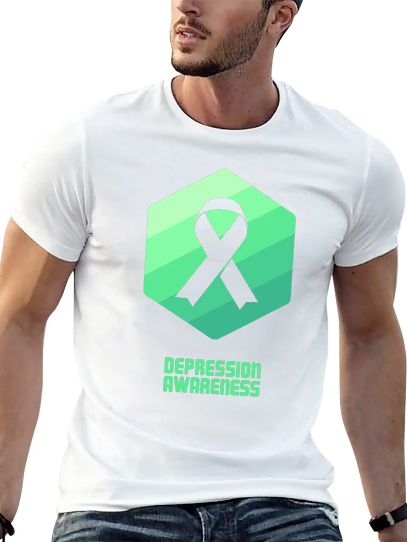 Ribbon - Mental Health Depression Awareness Essential Cotton Tee For Daily Outfits – Unisex Style