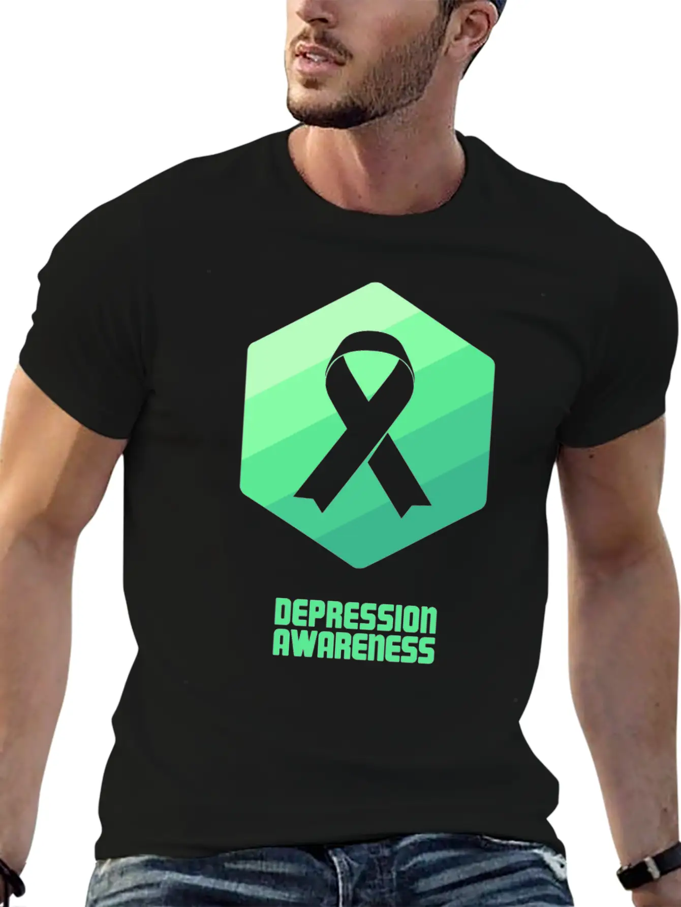 Ribbon - Mental Health Depression Awareness Essential Cotton Tee For Daily Outfits – Unisex Style