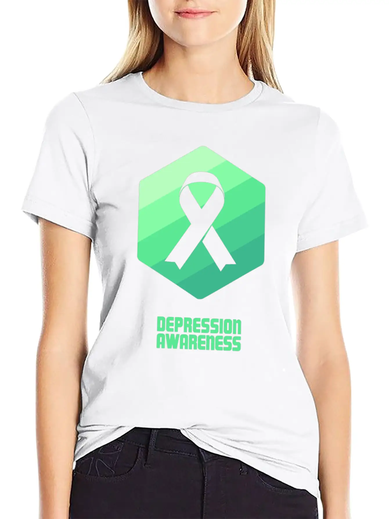 Ribbon - Mental Health Depression Awareness Essential Cotton Tee For Daily Outfits – Unisex Style