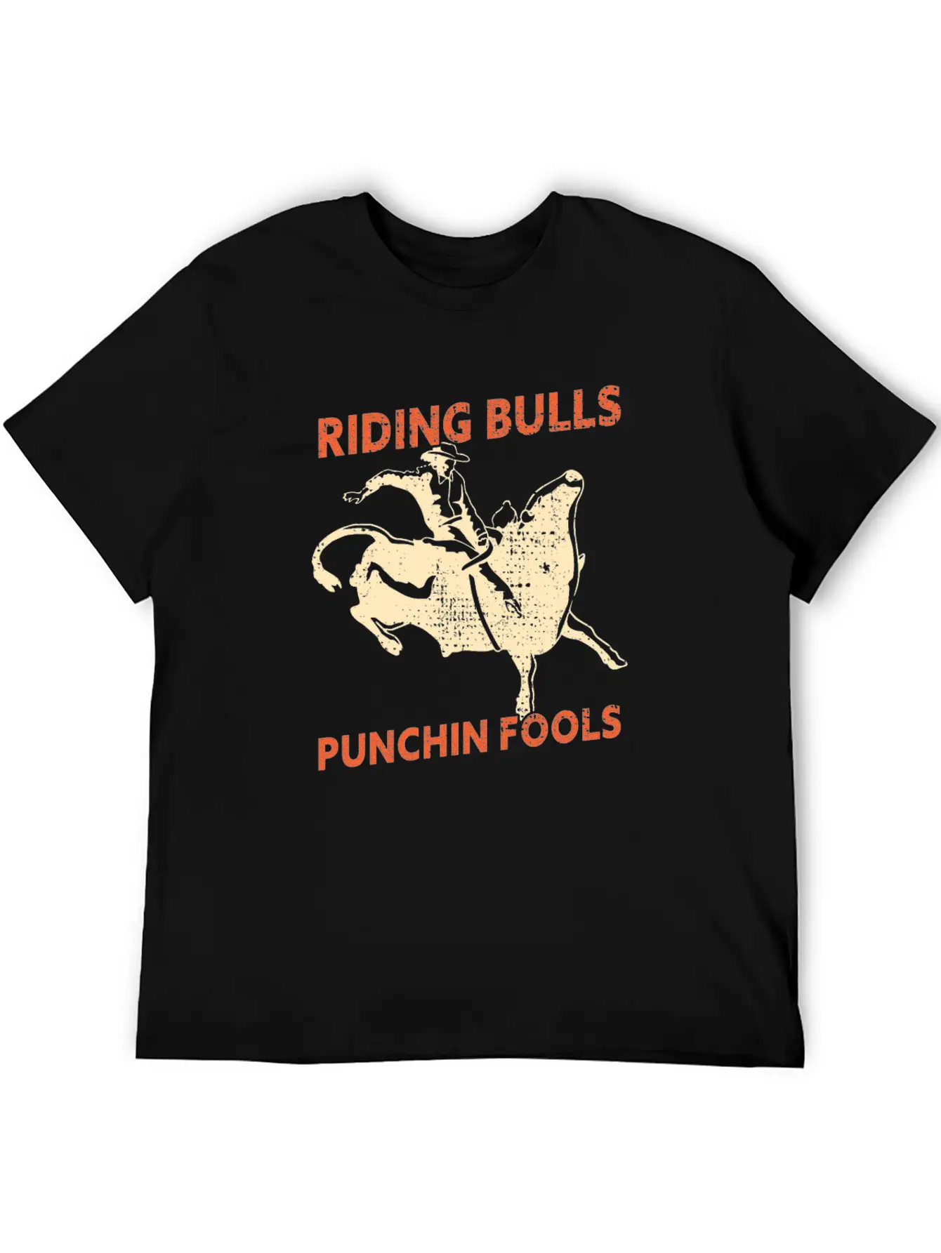 Riding Bulls Punchin Fools Funny Bull Riding Lightweight Cotton T-Shirt – Daily Comfort Graphic Shirt