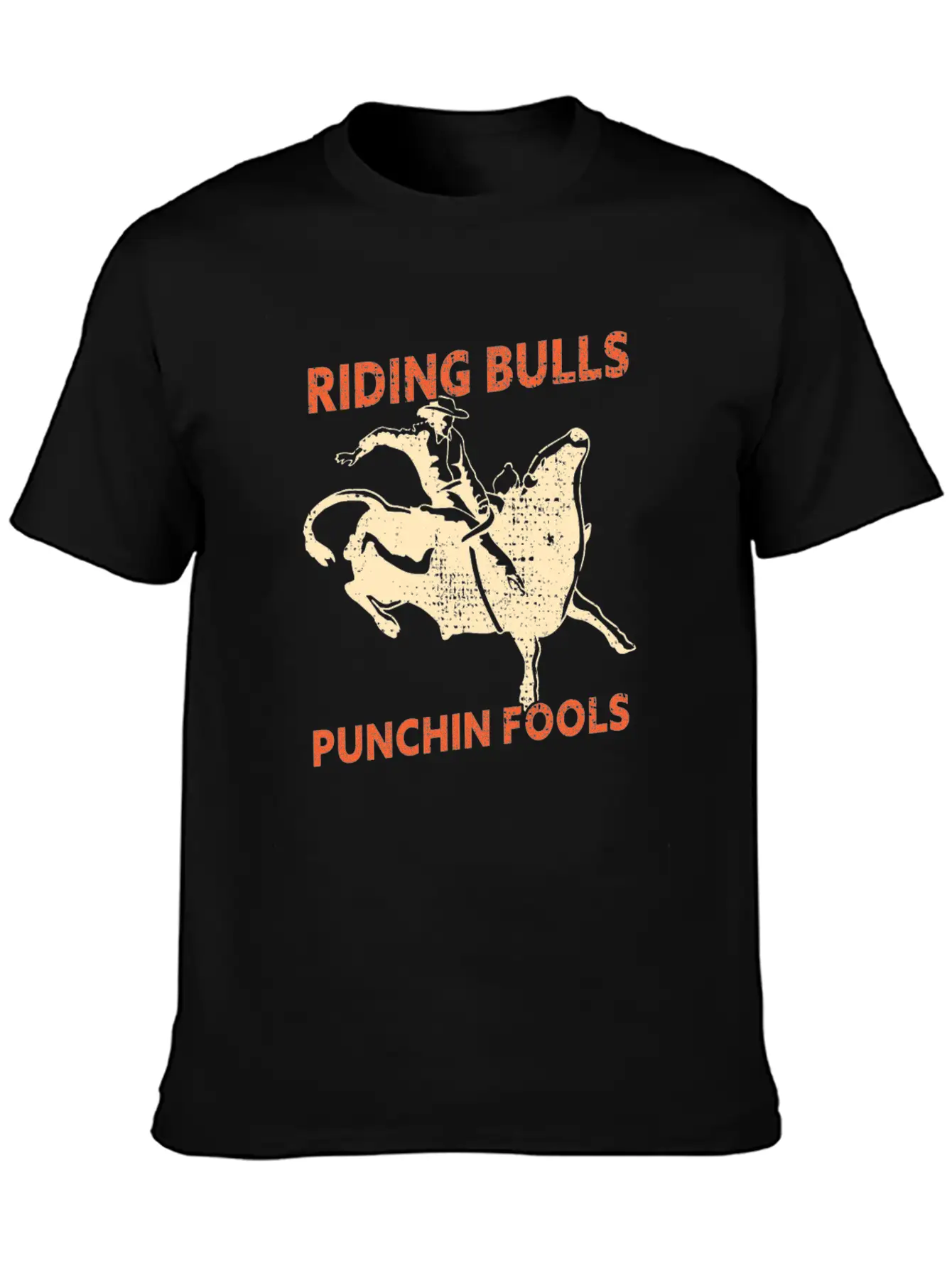 Riding Bulls Punchin Fools Funny Bull Riding Lightweight Cotton T-Shirt – Daily Comfort Graphic Shirt