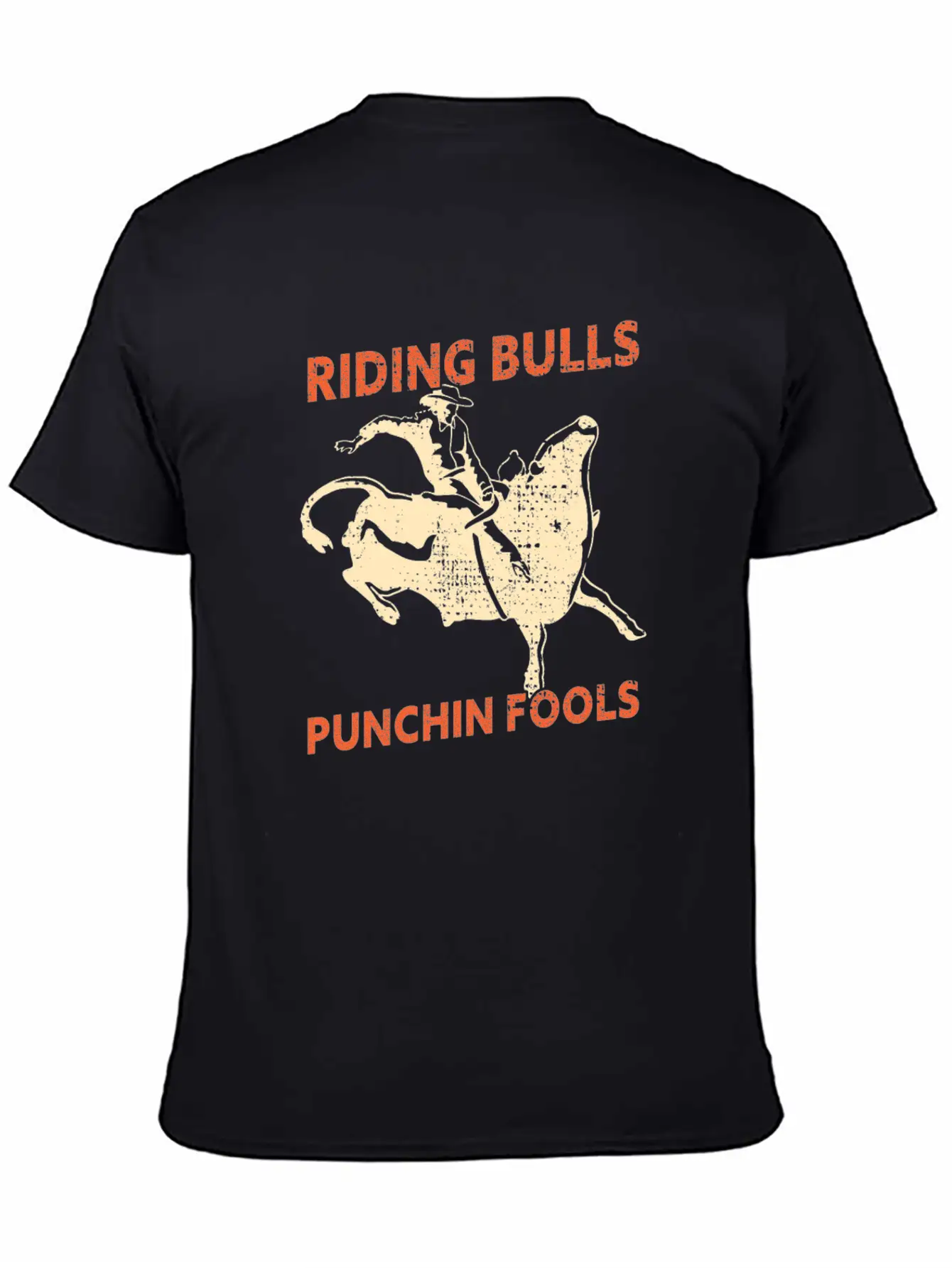 Riding Bulls Punchin Fools Funny Bull Riding Lightweight Cotton T-Shirt – Daily Comfort Graphic Shirt