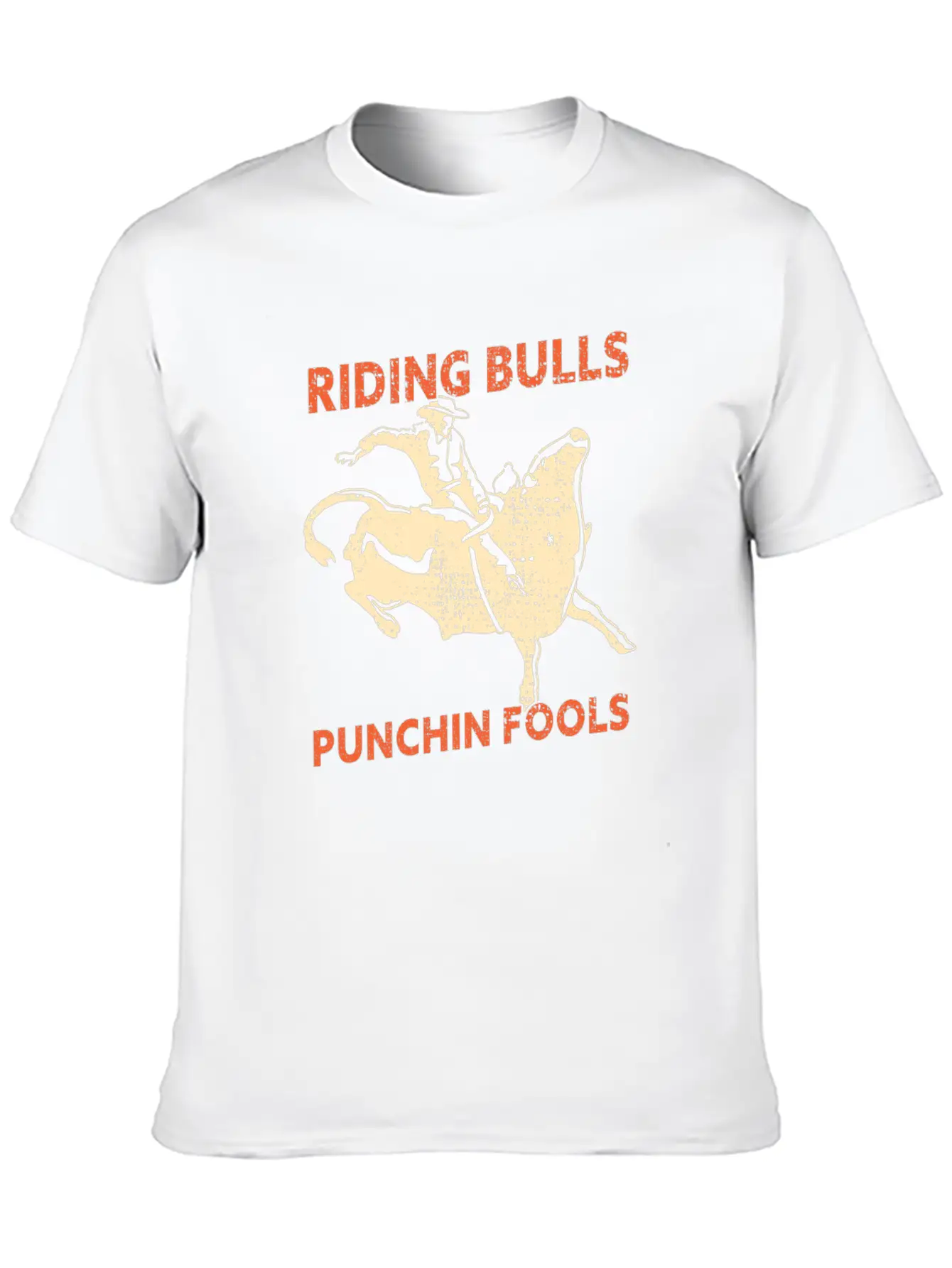 Riding Bulls Punchin Fools Funny Bull Riding Lightweight Cotton T-Shirt – Daily Comfort Graphic Shirt