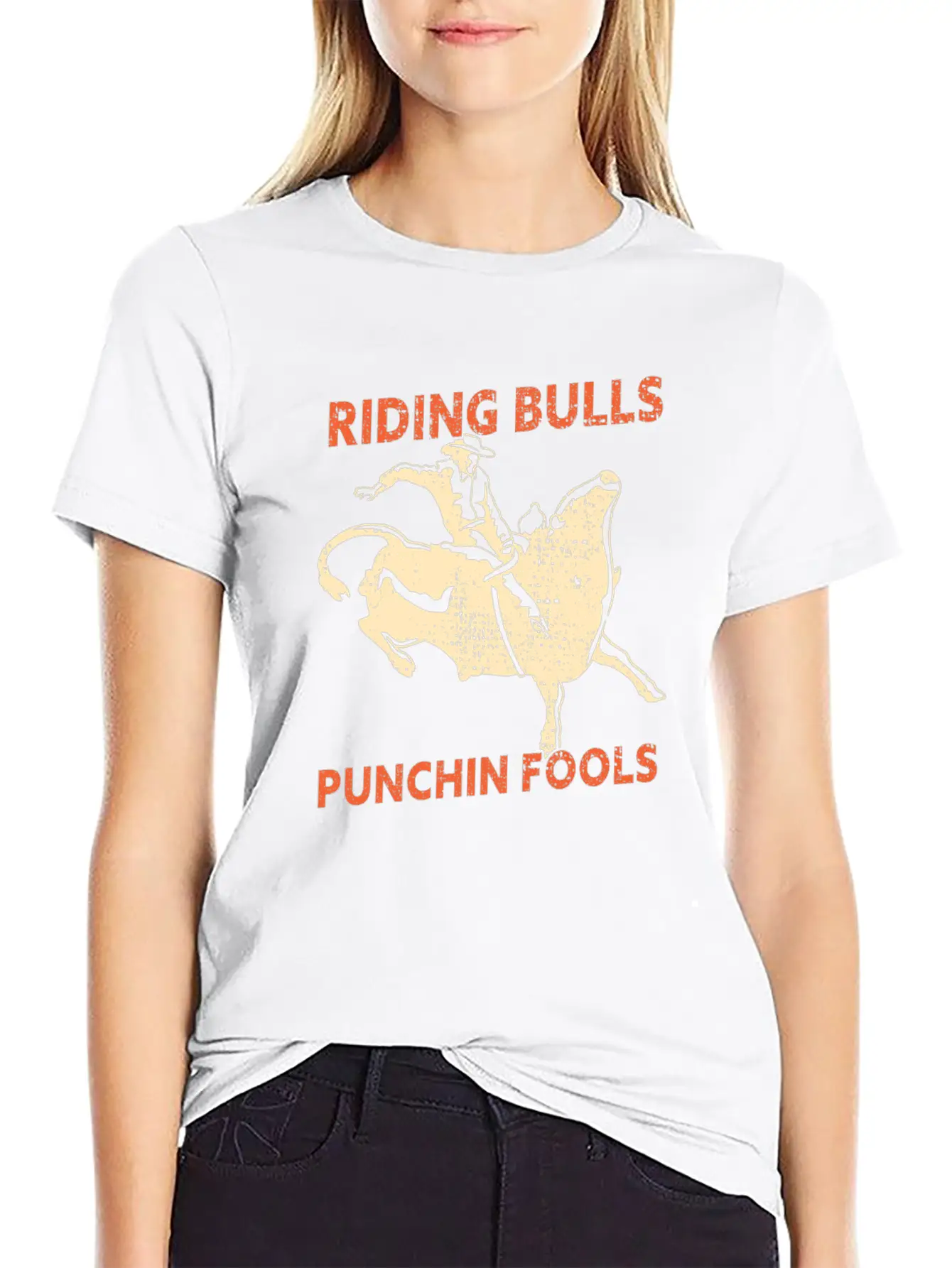 Riding Bulls Punchin Fools Funny Bull Riding Lightweight Cotton T-Shirt – Daily Comfort Graphic Shirt