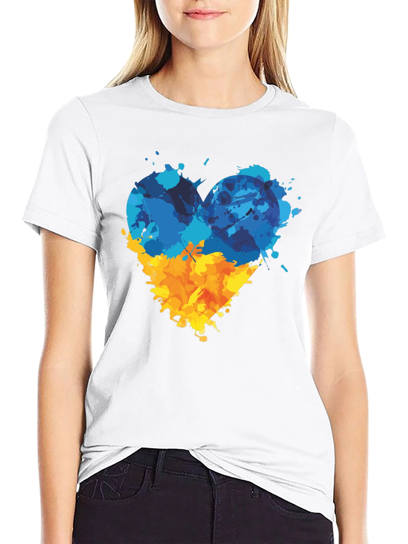 Ukraine Flag Heart T-Shirt - Support Ukraine