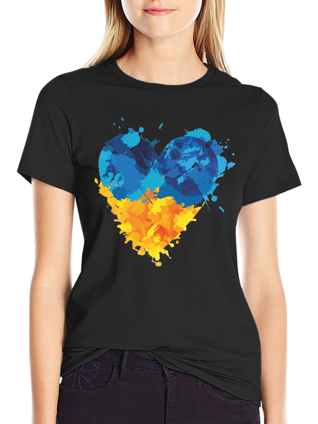 Ukraine Flag Heart T-Shirt - Support Ukraine