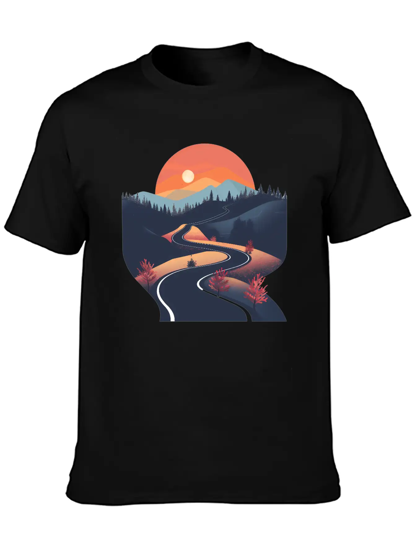 Road In The Forest Lightweight Cotton T-Shirt – Daily Comfort Graphic Shirt