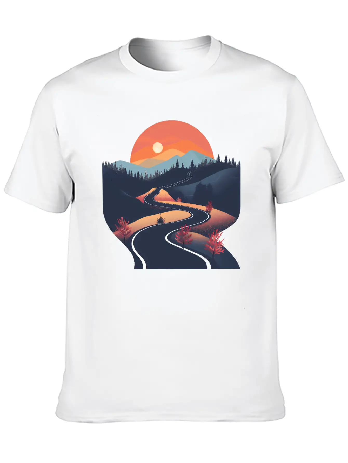 Road In The Forest Lightweight Cotton T-Shirt – Daily Comfort Graphic Shirt