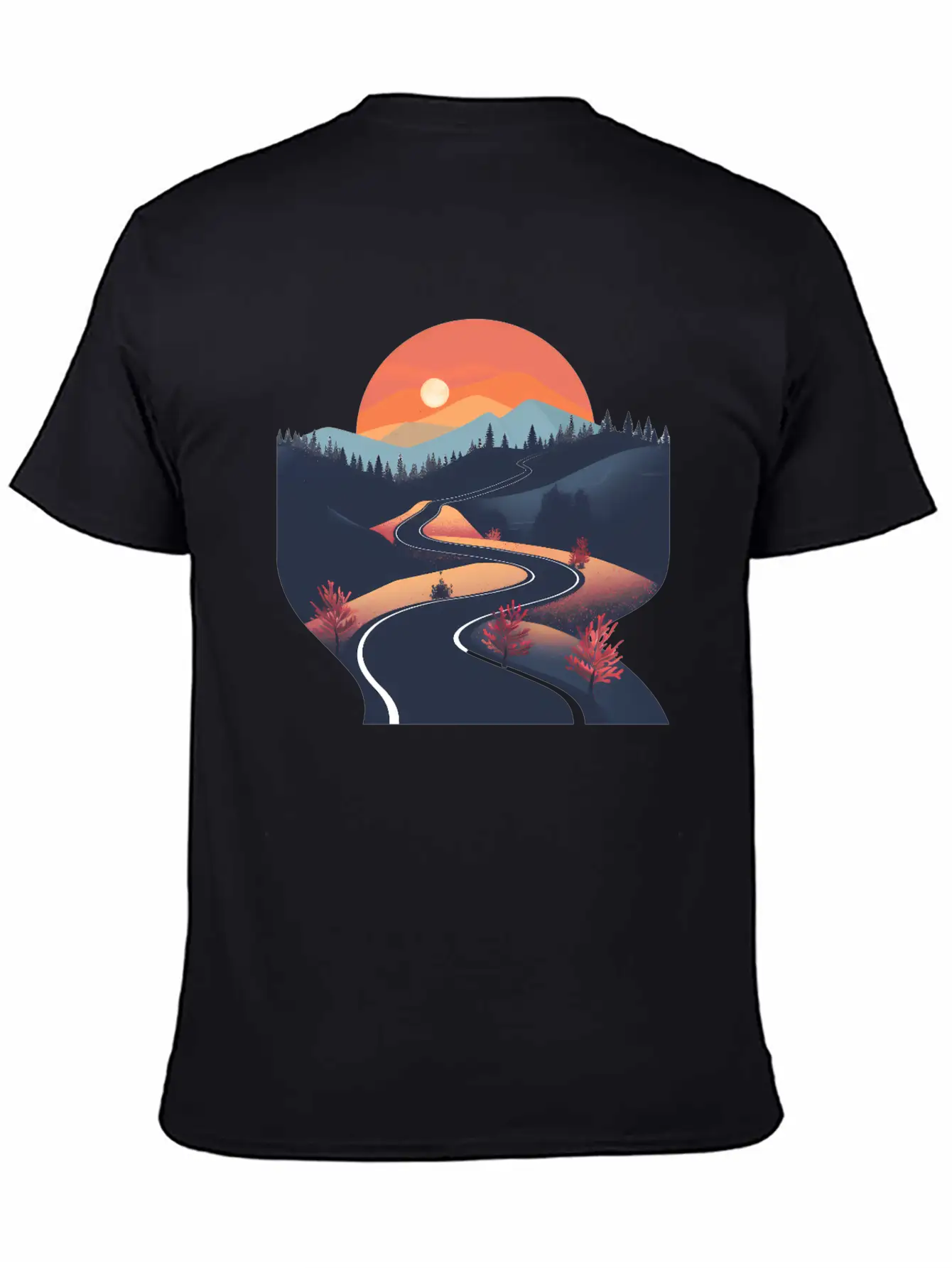 Road In The Forest Lightweight Cotton T-Shirt – Daily Comfort Graphic Shirt