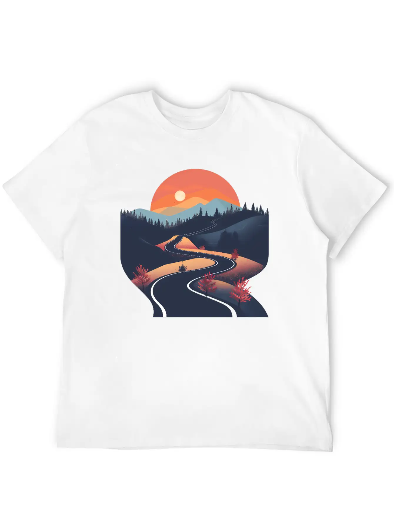 Road In The Forest Lightweight Cotton T-Shirt – Daily Comfort Graphic Shirt