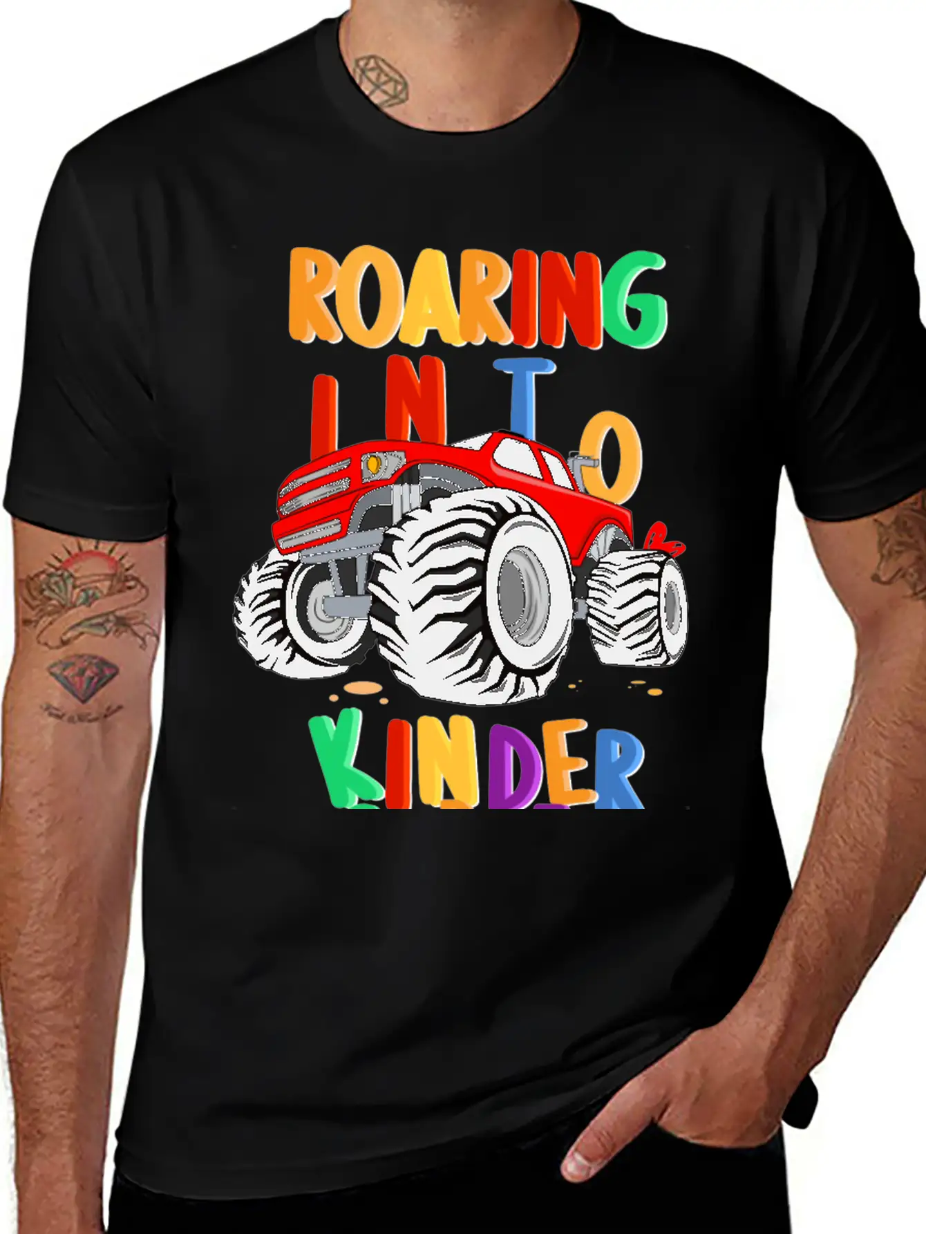 Roaring Into Kindergarten Monster Truck Back To Modern Fit Casual T-Shirt – Clean And Versatile Design
