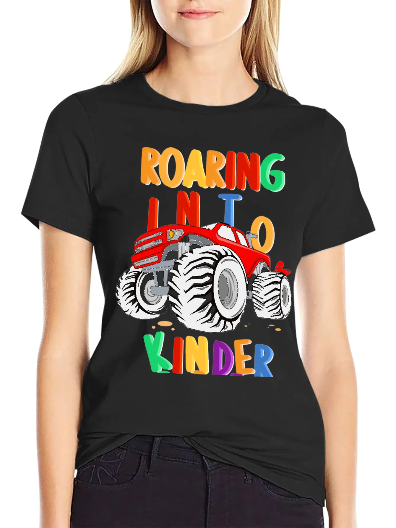 Roaring Into Kindergarten Monster Truck Back To Modern Fit Casual T-Shirt – Clean And Versatile Design