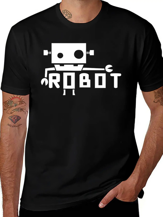 Robot Cutting Lightweight Cotton T-Shirt – Daily Comfort Graphic Shirt