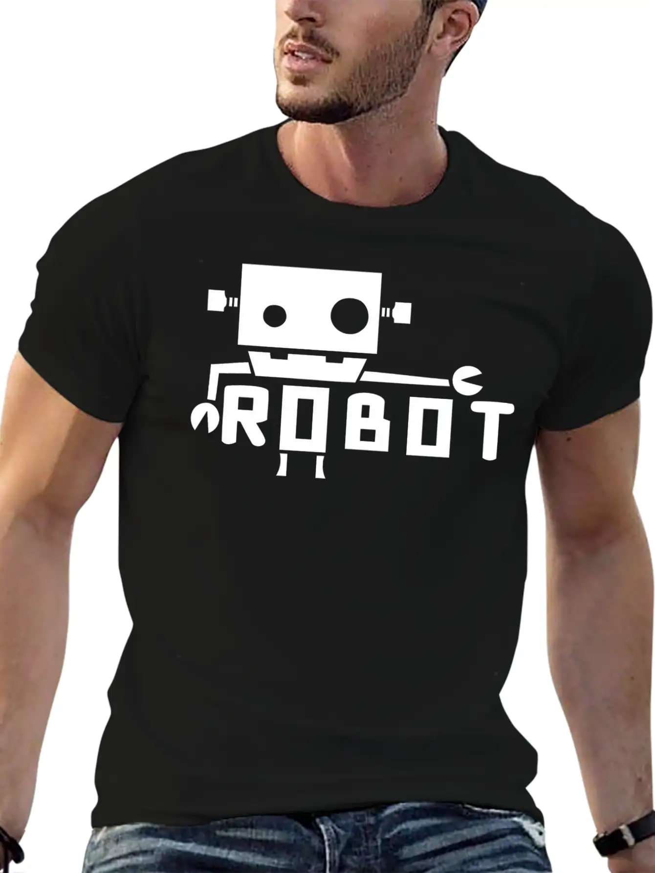 Robot Cutting Lightweight Cotton T-Shirt – Daily Comfort Graphic Shirt