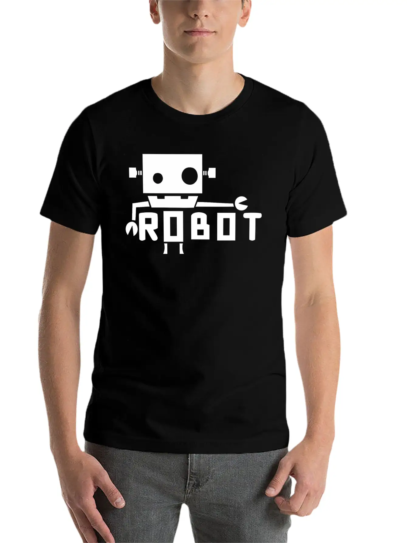Robot Cutting Lightweight Cotton T-Shirt – Daily Comfort Graphic Shirt