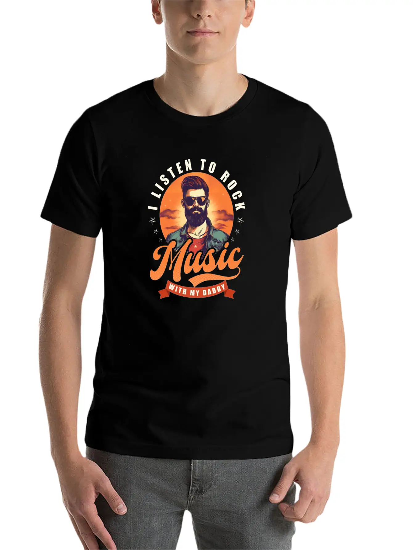 Rock Music Listen To Rock Music With Daddy Modern Fit Casual T-Shirt – Clean And Versatile Design