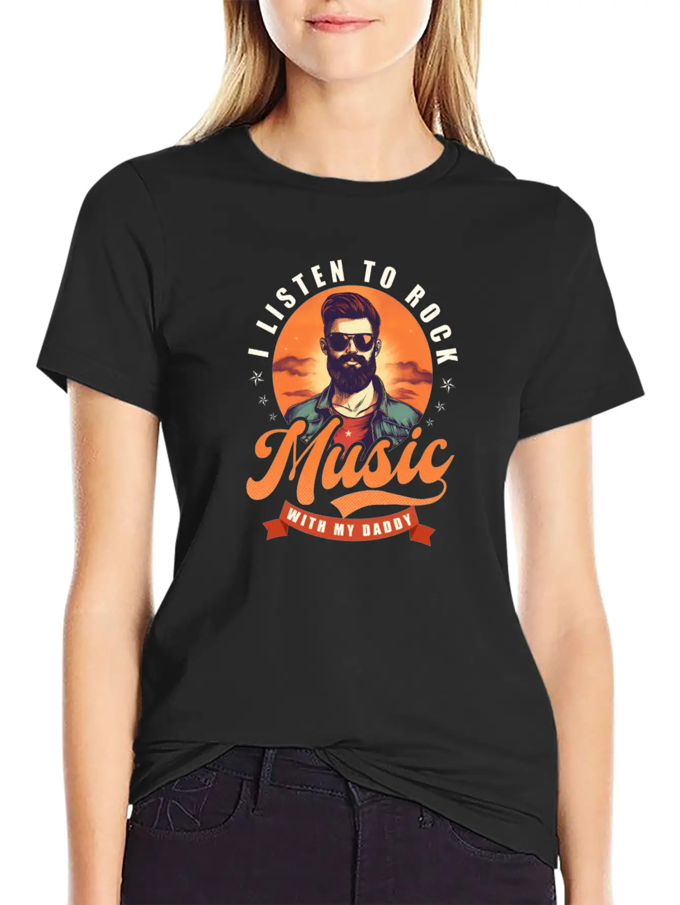 Rock Music Listen To Rock Music With Daddy Modern Fit Casual T-Shirt – Clean And Versatile Design