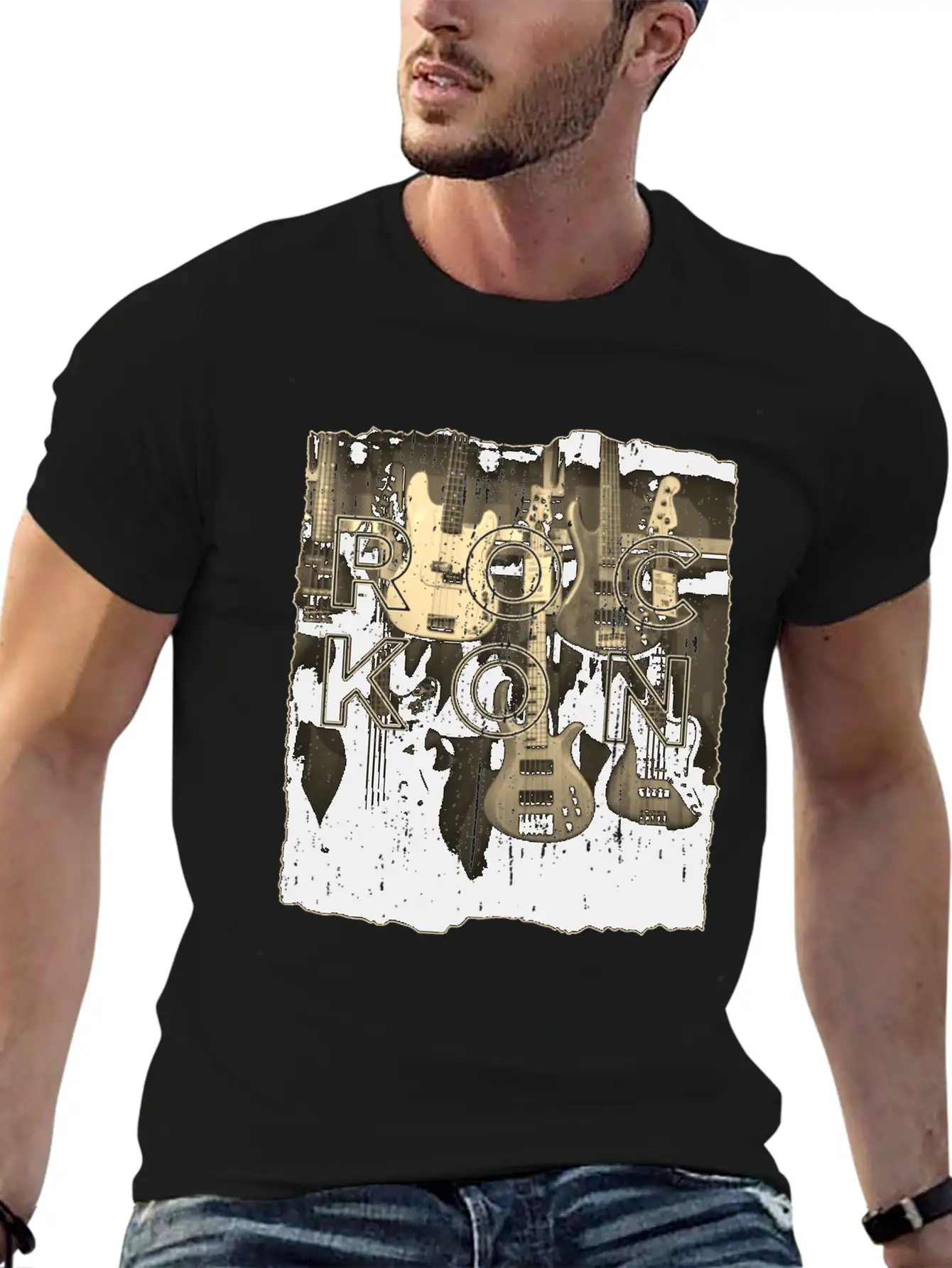 Rock On Bass Guitar Antique Music Store Design Unisex Casual T-Shirt – Clean Design For Daily Comfort