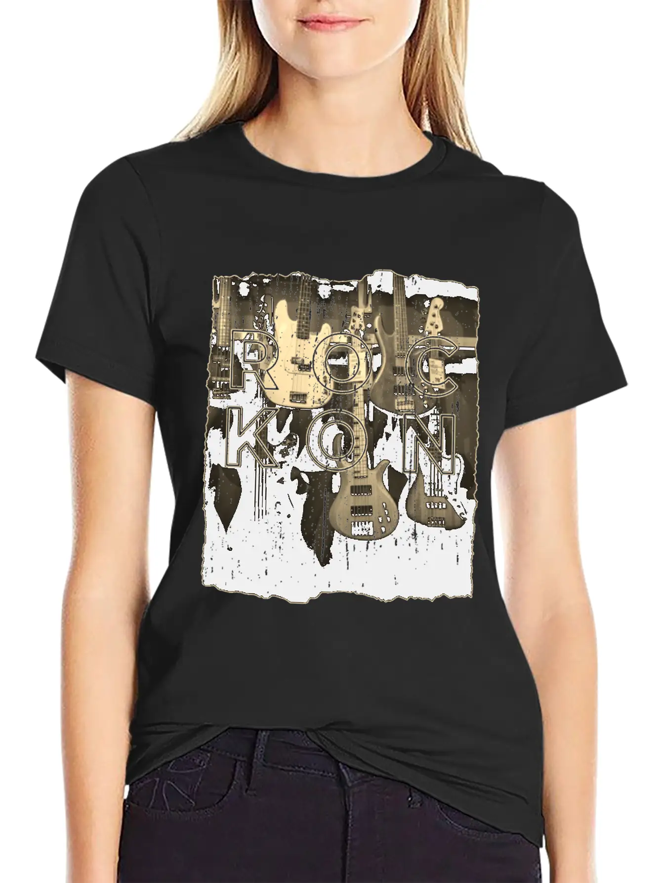 Rock On Bass Guitar Antique Music Store Design Unisex Casual T-Shirt – Clean Design For Daily Comfort