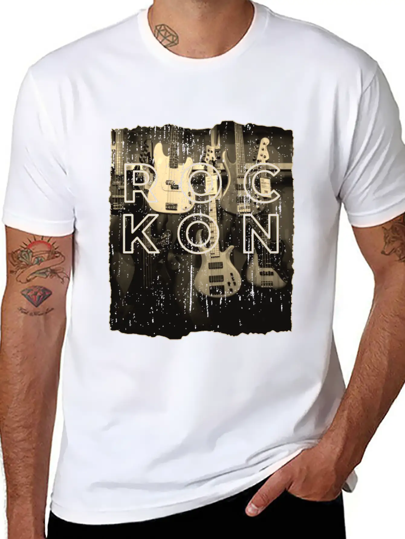 Rock On Bass Guitar Antique Music Store Design Unisex Casual T-Shirt – Clean Design For Daily Comfort