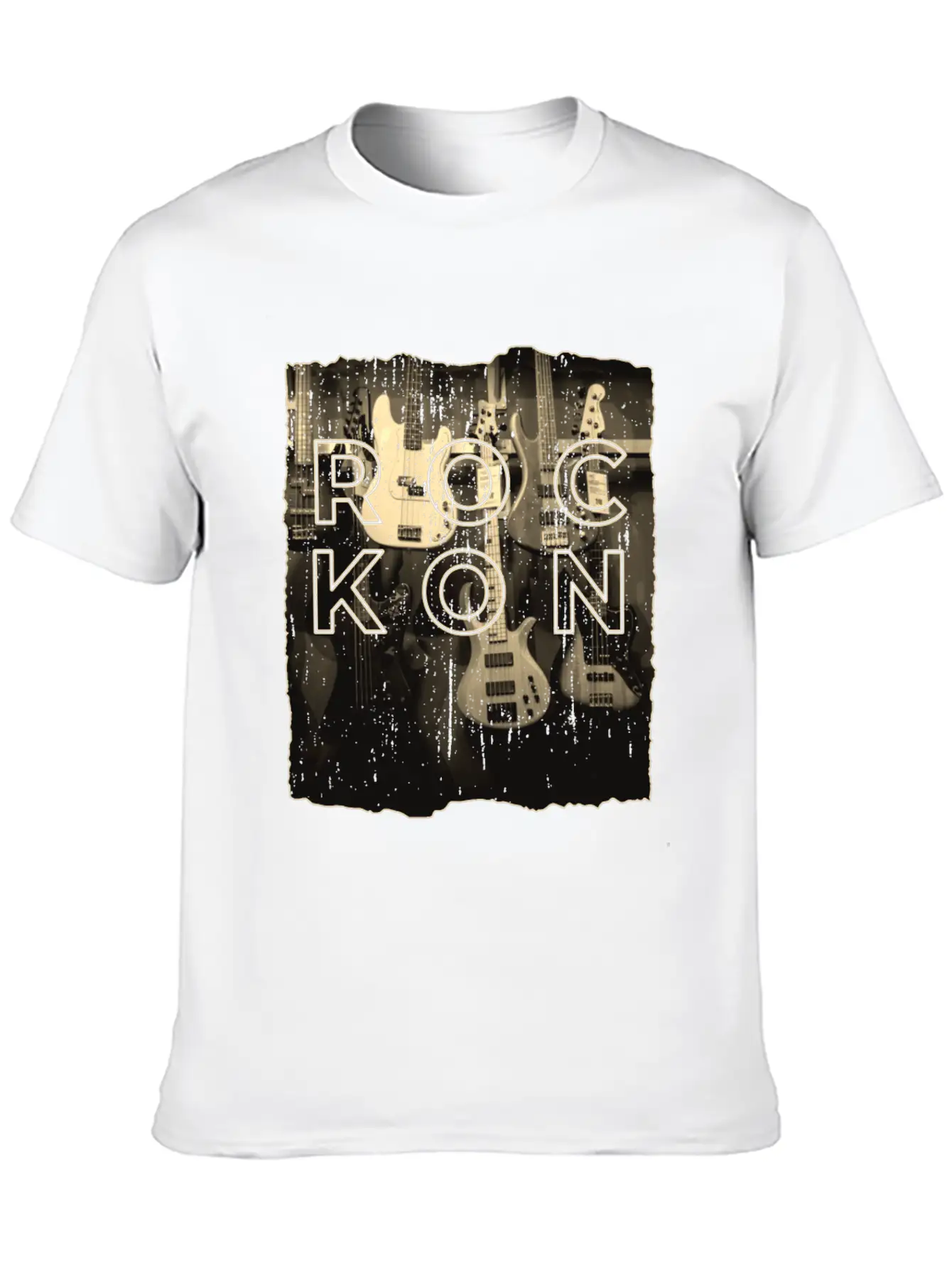 Rock On Bass Guitar Antique Music Store Design Unisex Casual T-Shirt – Clean Design For Daily Comfort