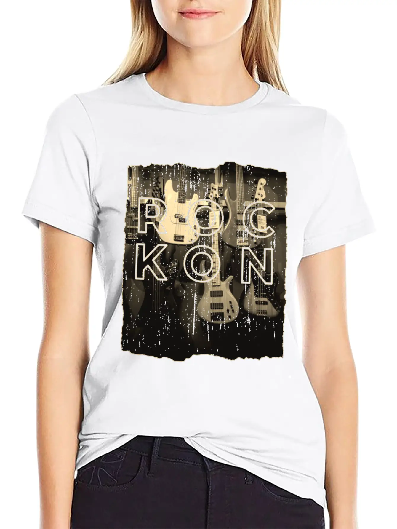 Rock On Bass Guitar Antique Music Store Design Unisex Casual T-Shirt – Clean Design For Daily Comfort