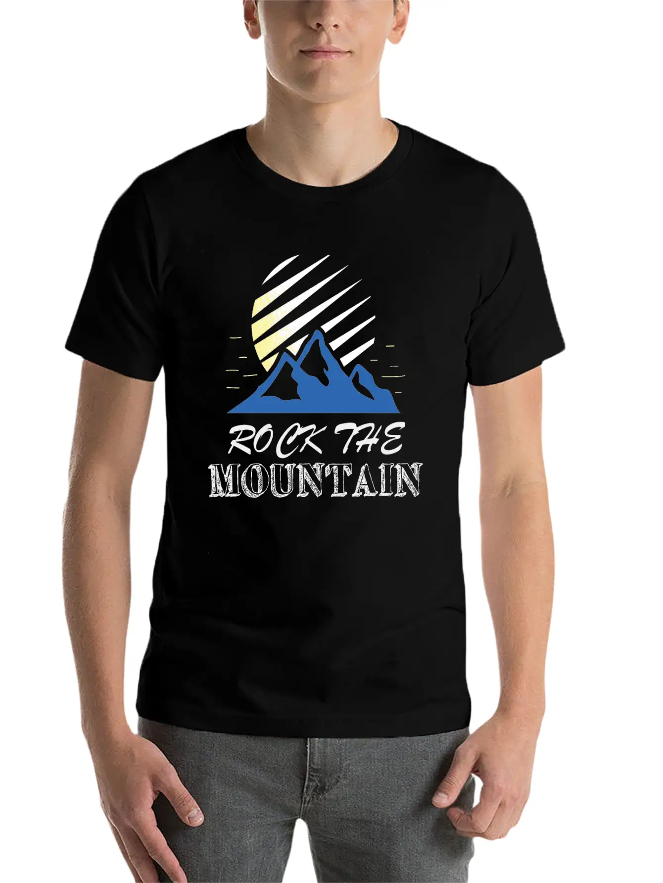Rock The Mountain Mountain At Sunrise Shirt Lightweight Cotton T-Shirt – Daily Comfort Graphic Shirt