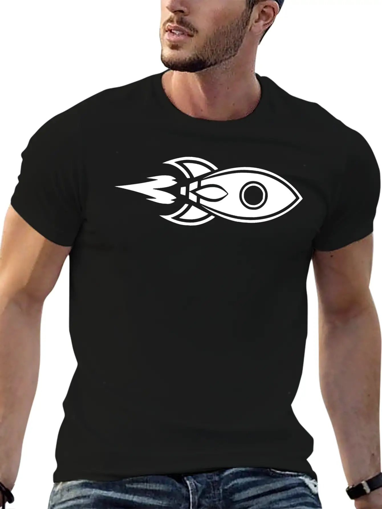 Rocket Ship, Space Travel Lightweight Cotton T-Shirt – Daily Comfort Graphic Shirt