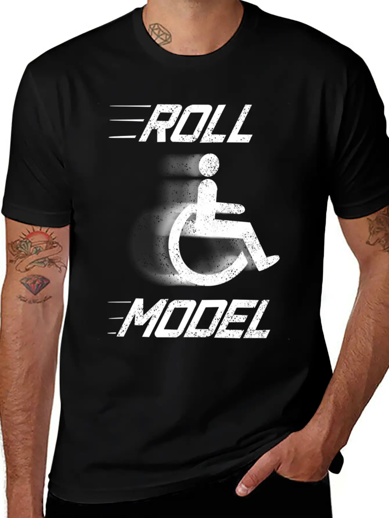 Roll Model Handicapped Person Wheelchair Relaxed Everyday Tee – Lightweight And Durable Cotton