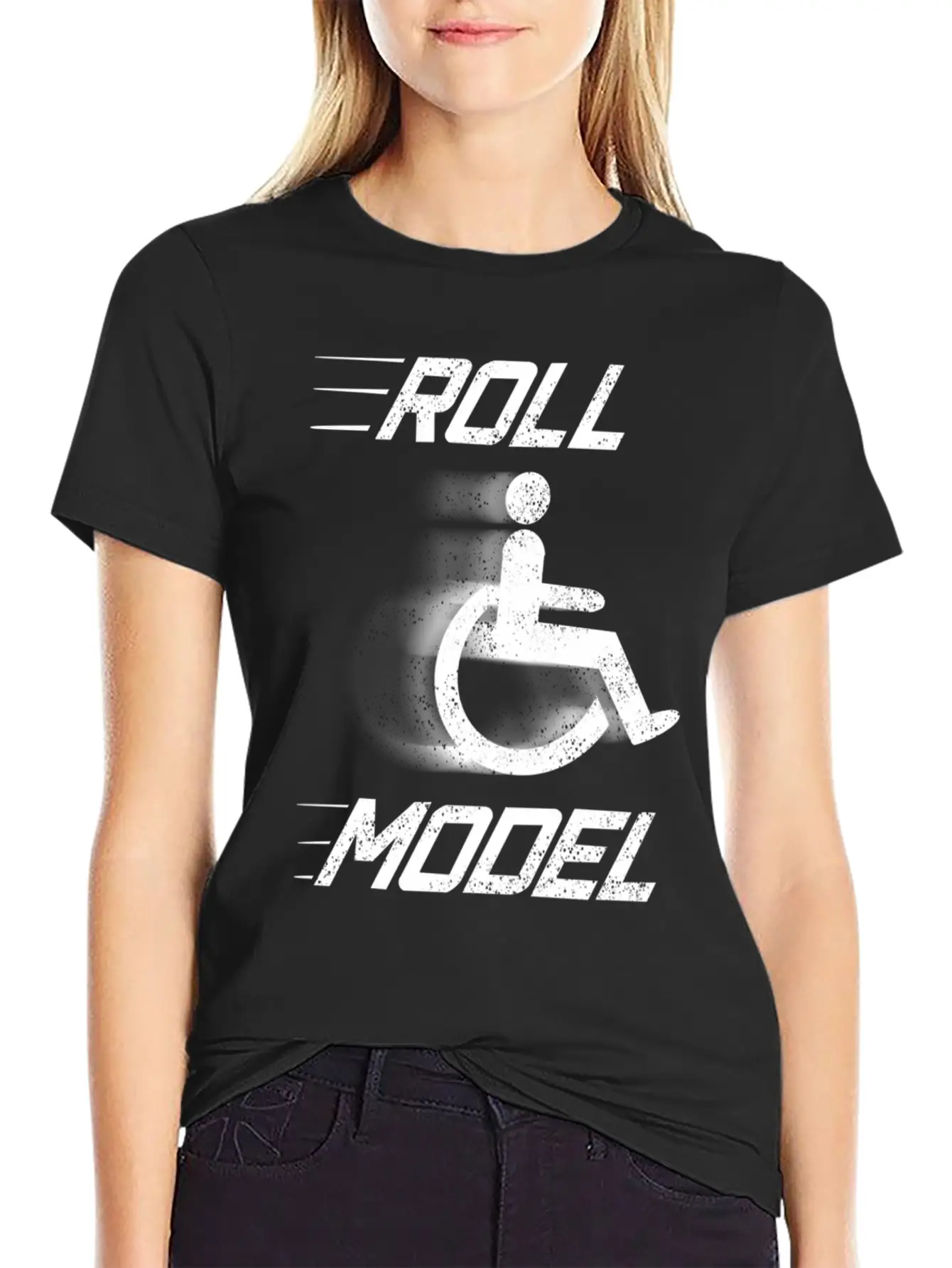 Roll Model Handicapped Person Wheelchair Relaxed Everyday Tee – Lightweight And Durable Cotton