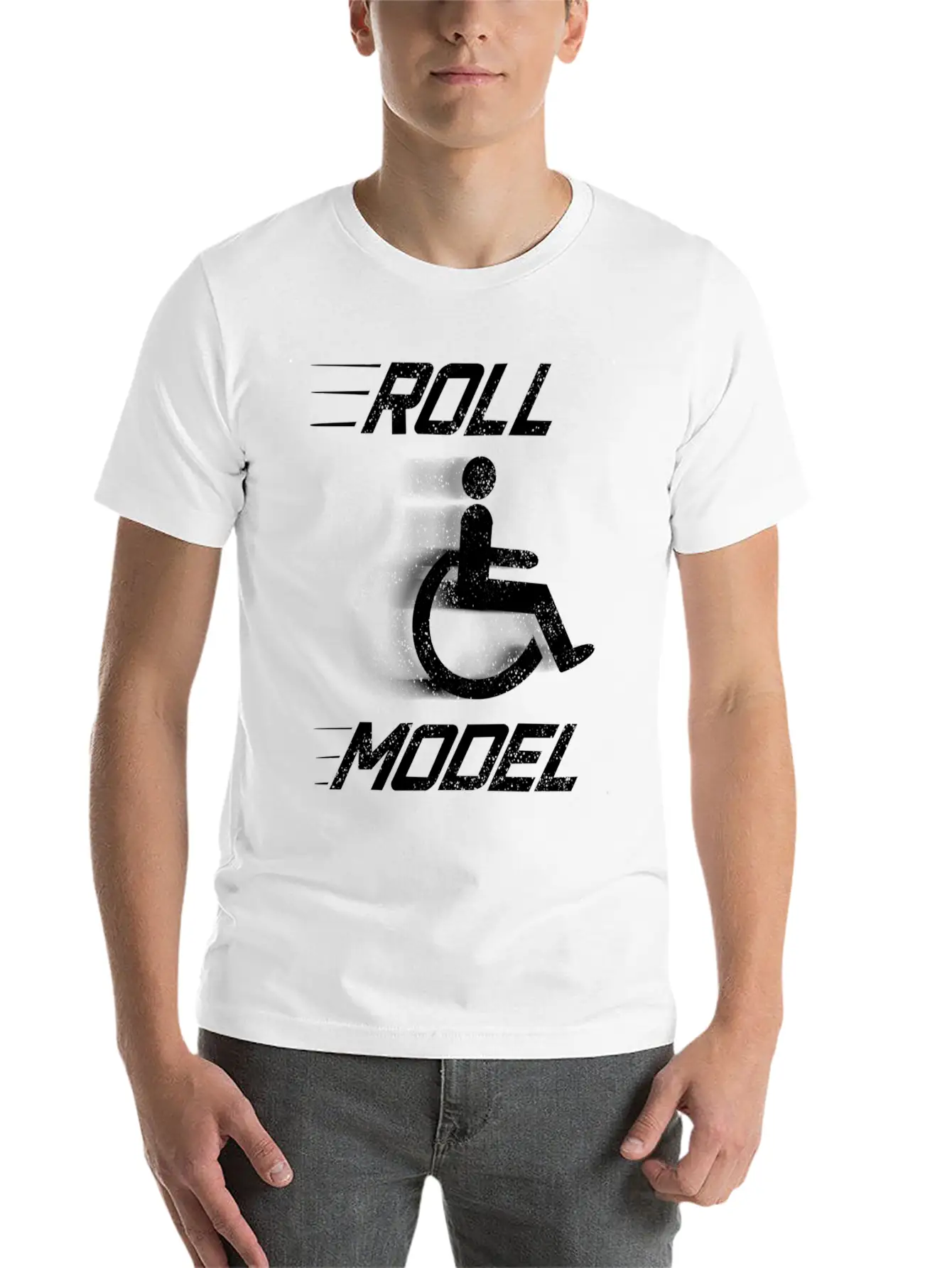 Roll Model Handicapped Person Wheelchair Relaxed Everyday Tee – Lightweight And Durable Cotton