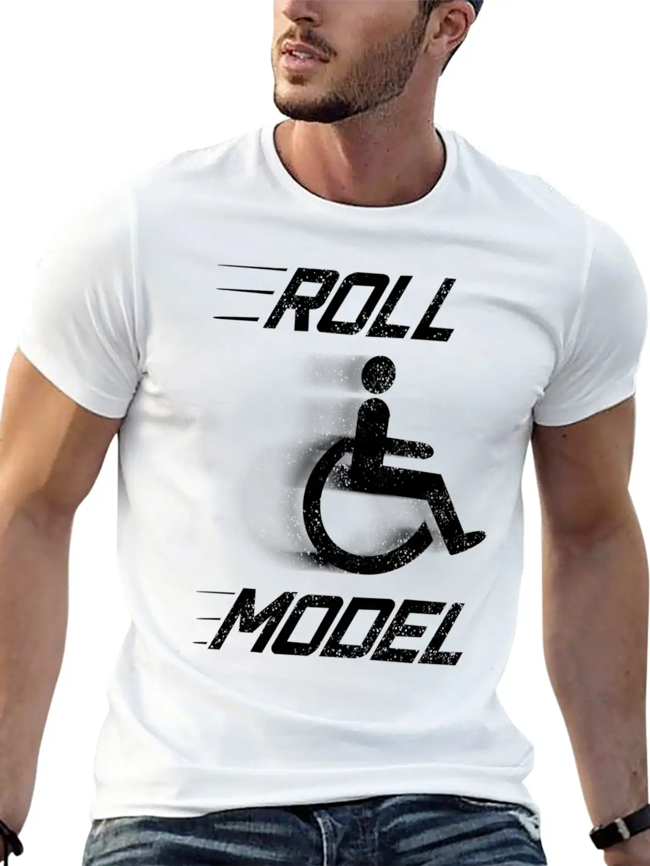 Roll Model Handicapped Person Wheelchair Relaxed Everyday Tee – Lightweight And Durable Cotton