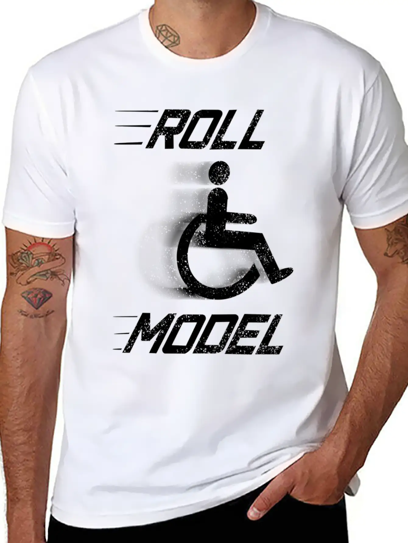 Roll Model Handicapped Person Wheelchair Relaxed Everyday Tee – Lightweight And Durable Cotton
