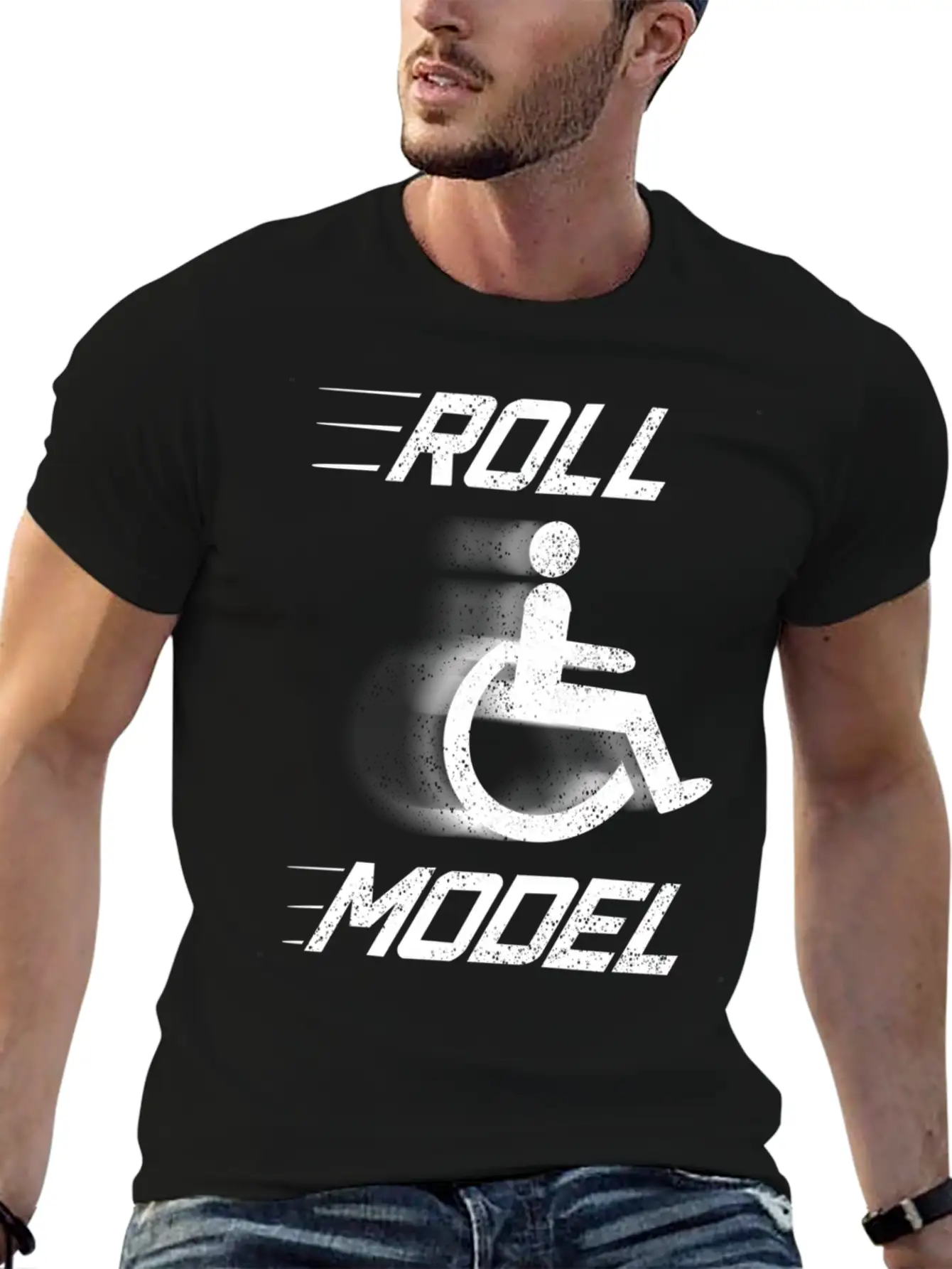 Roll Model Handicapped Person Wheelchair Relaxed Everyday Tee – Lightweight And Durable Cotton