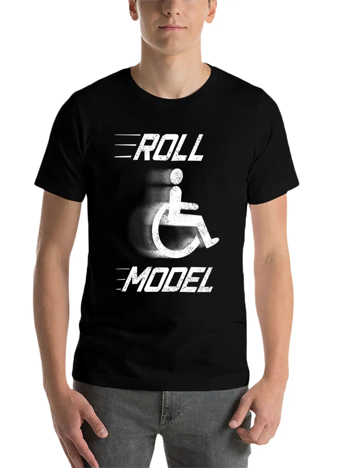 Roll Model Handicapped Person Wheelchair Relaxed Everyday Tee – Lightweight And Durable Cotton