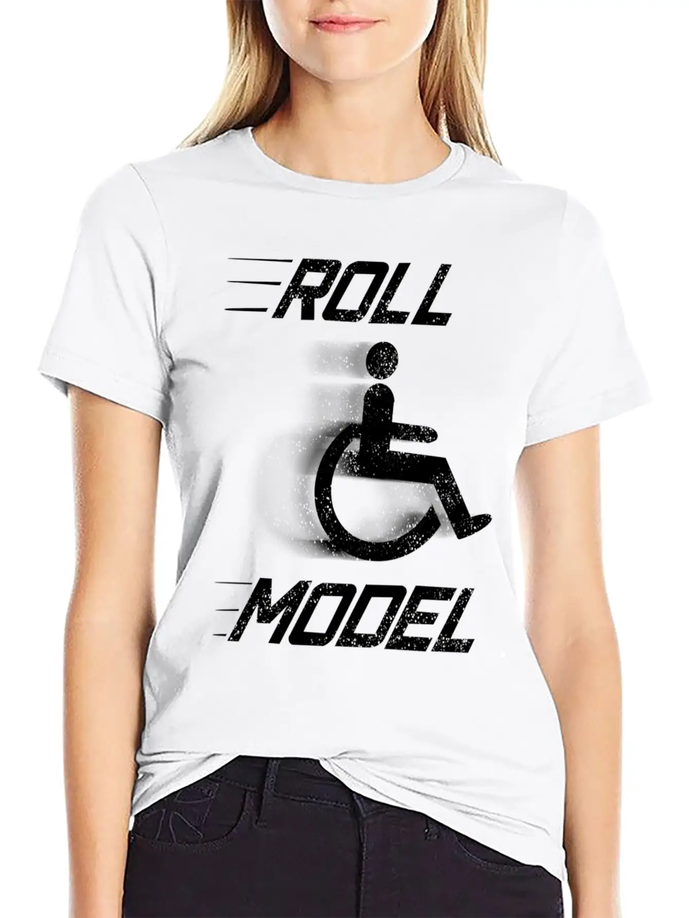 Roll Model Handicapped Person Wheelchair Relaxed Everyday Tee – Lightweight And Durable Cotton