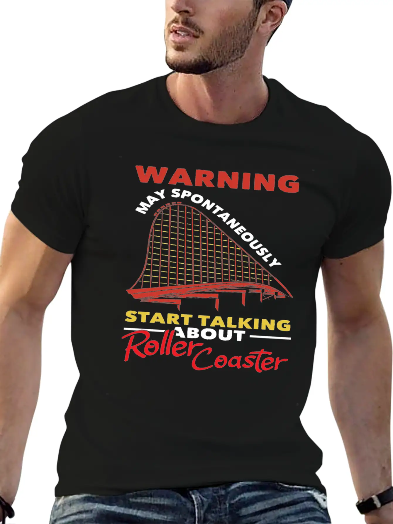 Roller Coaster Warning May Spontaneously Start Relaxed Everyday Tee – Lightweight And Durable Cotton
